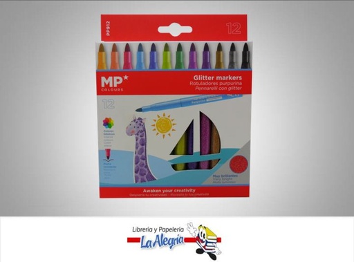 [8435464127703] MARCADOR ESCARCHADO 12 COLORES PTA/MEDIA MARCA MP   