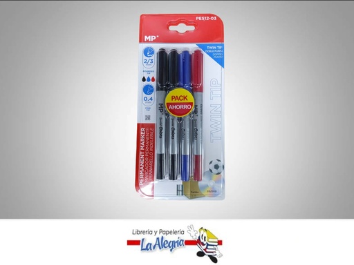 [8435464152217] MARCADOR PERMANENTE DOBLE PUNTA SET 4 UN MARCA MP   