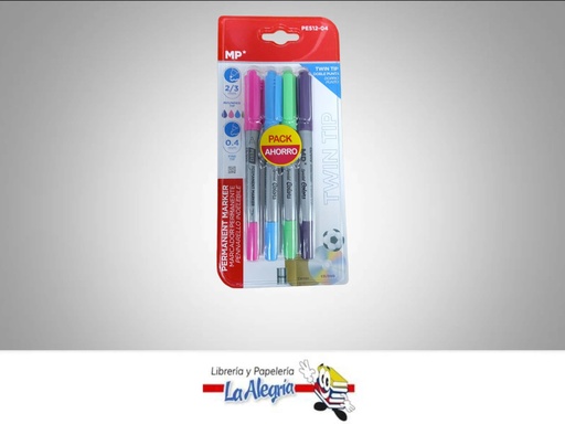 [8435464152224] MARCADOR PERMANENTE DOBLE PUNTA 0.4 MM 2/3MM PASTEL 4 UND MARCA MP