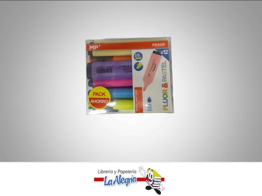 [8435464156871] RESALTADOR FLUORESCENTE/PASTEL PE509 12 COLORES MARCA MP
