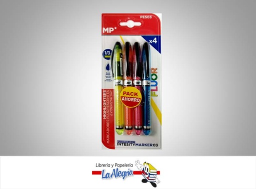 [8435464161004] RESALTADOR FLUORECENTE INTESITY TIPO BOLIGRAFO PE503; 4 COLORES MARCA MP