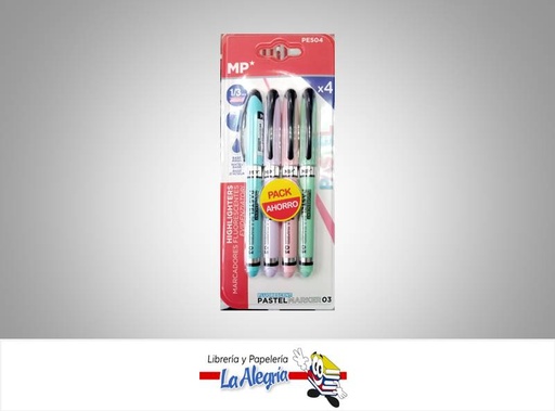 [8435464161059] RESALTADOR PASTEL TIPO BOLIGRAFO PE504 4 COLORES MARCA MP