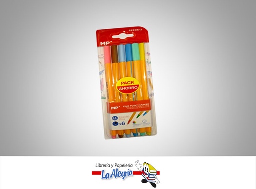 [8435464167983] MARCADORES P/FINA 0.4MM PASTEL 6 COLOR MARCA MP   