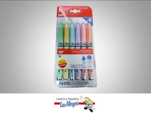 [8435464206149] RESALTADOR PASTEL TIPO BOLIGRAFO PE517; 6 COLORES MARCA MP