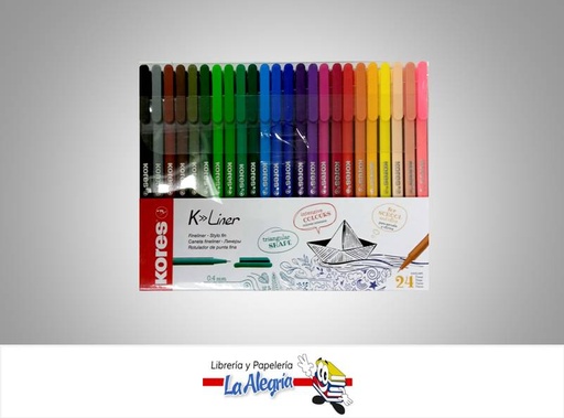 [9023800281241] MARCADOR PERMANENTE ULTRA FINO K LINER 0,4MM 24 COLOR MARCA KORES