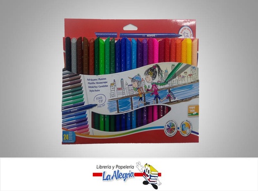 [9023800290144] MARCADOR PUNTA FINA KORELLOS 24 COLORES MARCA KORES