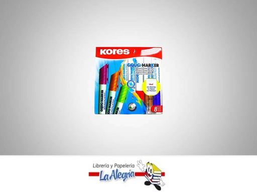 [9023800295484] MARCADOR PUNTA BISELADA BASE AGUA 8 COLORES MARCA KORES