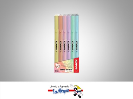 [9023800362469] RESALTADOR HIGH LINER SET 6 COLOR PASTEL MARCA KORES   
