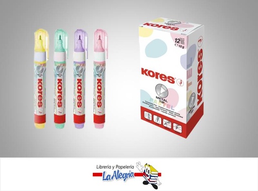 [9023800833037] CORRECTOR LIQUIDO METAL TIP 10 GR PASTEL MARCA KORES   