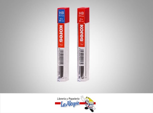 [9023800990174] MINA 0.7MM HB PAQ.15 UNIDADES MARCA KORES