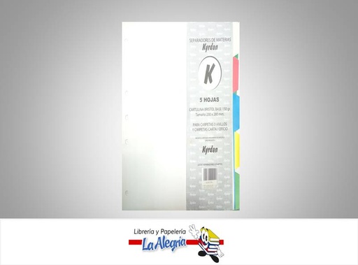 [98021384] SEPARADOR BRISTOL CARTA 5 DIVISIONES COLOR MARCA S/M