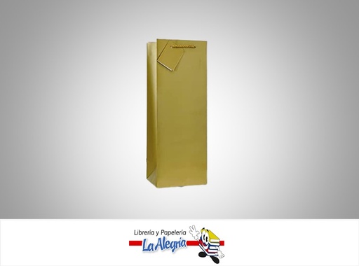 [B1MP22] BOLSA DE REGALO BOTELLA 12X35X8 CM DORADA MARCA S/M
