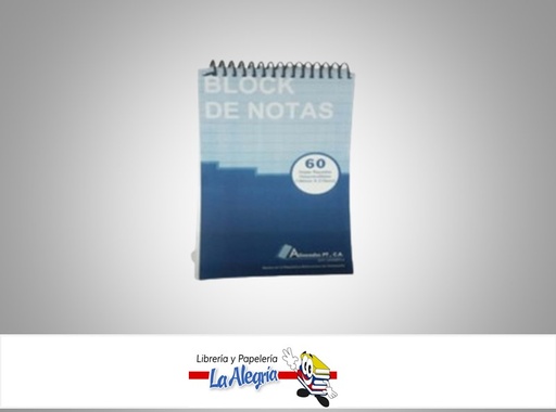 [BLOCK001] BLOCK DE NOTAS RAYADO ESPIRAL 60HOJAS 14X21,5CM MARCA ALINEADOS PT