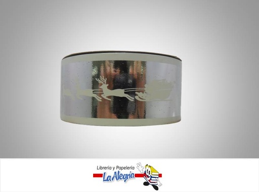 [CID50MM019] CINTA DECORADA 50MM PLATEADO/RENO XMT MARCA S/M   
