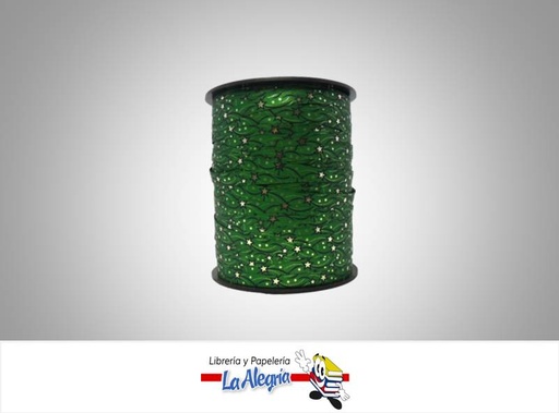 [CIDE06] CINTA DECORADA 9MM VERDE/ESTRELLAS XMETR MARCA BOLIS   
