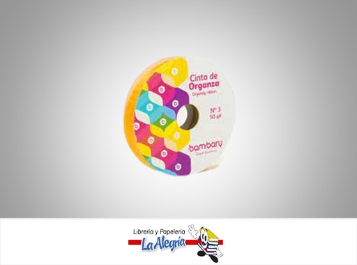 [CINTORG003] CINTA ORGANZA 15MM # 3 AMARILLO X METRO MARCA BAMBARY   