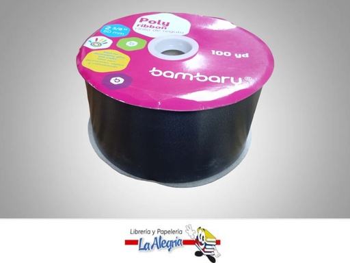 [CR6092046] CINTA DE REGALO 60MM NEGRA X METRO MARCA BAMBARY   