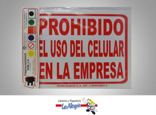 [ETA22] SENAL PROH USO CELULAR EMPRESA 24,5X19CM MARCA ITECA   