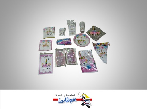 [KIT02] KIT FIESTA UNICORNIO 14 PZ MARCA S/M   
