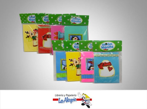 [LP006] LIBRETA ARTESANAL 75X110MM NAVIDENA MARCA DISEÑOS NANITA   