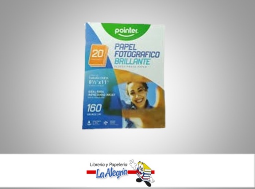 [PAPELFOTO] PAPEL FOTOGRAFICO UND 81/2X11 160 GR MARCA POINTER   