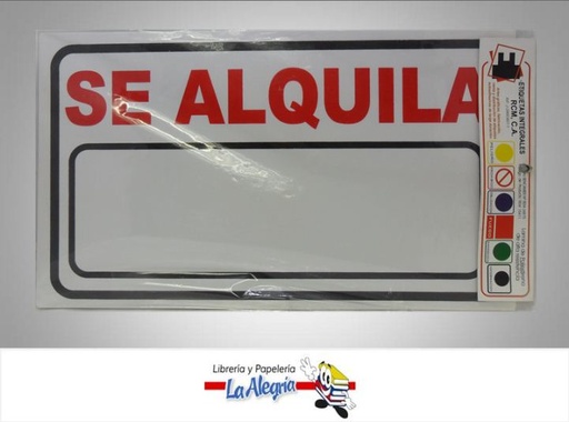 [PRJ050] SENAL SE ALQUILA 36X21,5CM MARCA ETINCA   