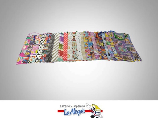 [RG1133] BOLSA REGALO T.O. 18X32CM PERSONAJES UND MARCA S/M   