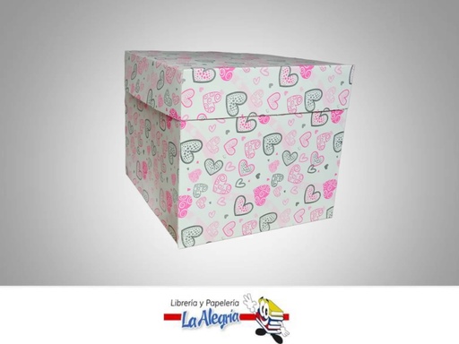 [RO1AMTDSV] CAJA DE REGALO ROMA N°1 AMORE SIN VISOR TIPO D 19X21X21 CM CORAZONES MARCA PRESTO PACK
