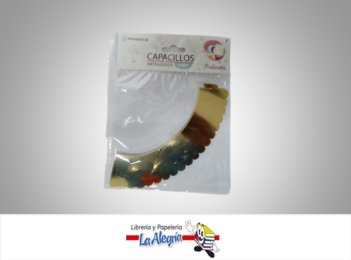 [CAPMET022] CAPACILLO METALIZADO 15 CM DORADO PAQ 6 UND MARCA PINTARETA