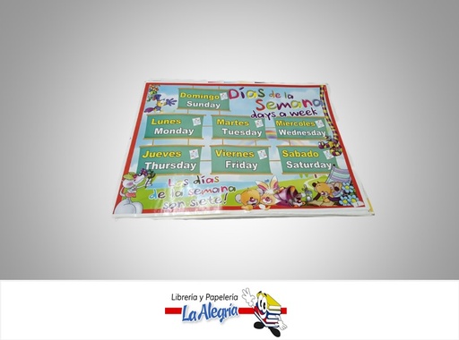 [AFG085] AFICHE GRANDE DIA DE LA SEMANA EN INGLES MARCA S/M