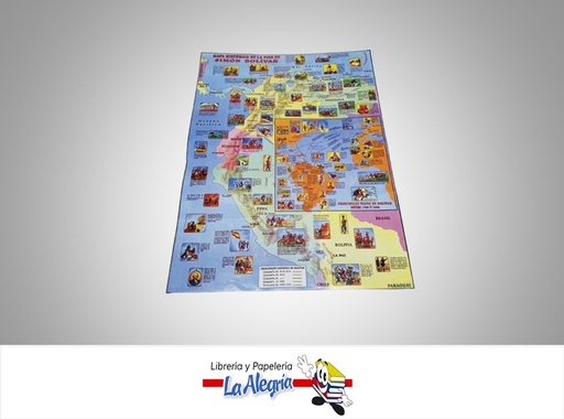 [AFG161] AFICHE GRANDE MAPA HISTORICO DE LA VIDA SIMON BOLIVAR MARCA S/M