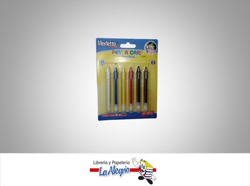 [7450009587638] MARCADOR PINTA CARITA PAQUETE 6 COLORES MARCA MERLETTO