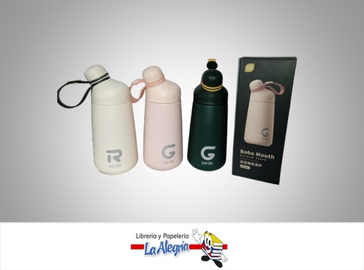 [6972089821996] TERMO DE AGUA 400 ML BOBO MOUTH  COLORES VARIADOS MARCA FANSON
