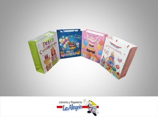 [6934582255890] BOLSA DE REGALO FELIZ CUMPLEAÑOS 26X32CM MARCA PINTARETA