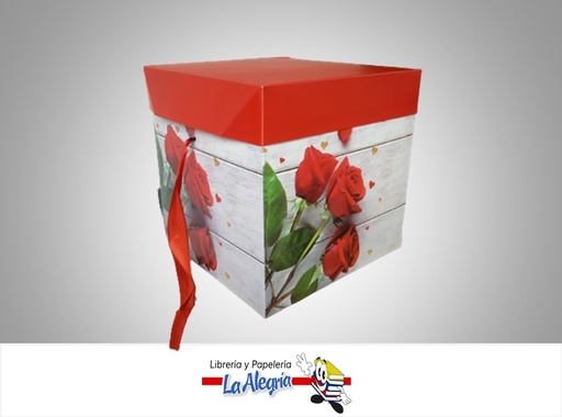[CR2217] CAJA REGALO ROSAS  22X22X22CM ROJO MARCA S/M