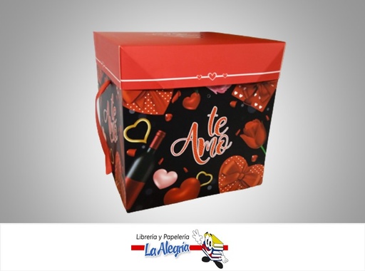 [CR2220] CAJA REGALO TE AMO 22X22X22CM ROJO/NEGRO MARCA S/M