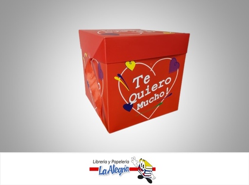 [CR2224] CAJA REGALO TE QUIERO MUCHO 22X22X22CM ROJO BLANCO MARCA S/M