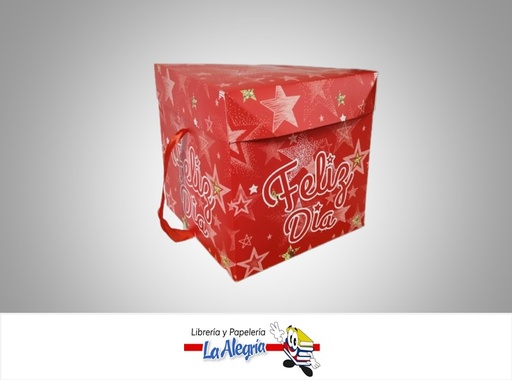 [CR2226] CAJA REGALO FELIZ DIA ESTRELLA 22X22X22CM ROJO  MARCA S/M