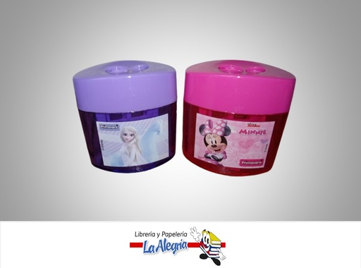 [7707463692621] SACAPUNTA DOBLE CON DEPOSITO PLASTICO NIÑA DISNEY MARCA PRIMAVERA