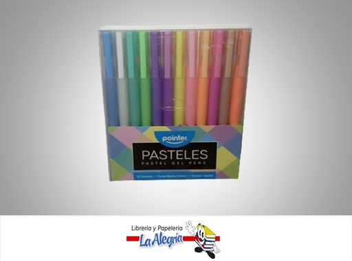 [7453038401883] BOLIGRAFO GEL GP-2212-P 0.8 MM PASTEL 12 COLORES MARCA POINTER