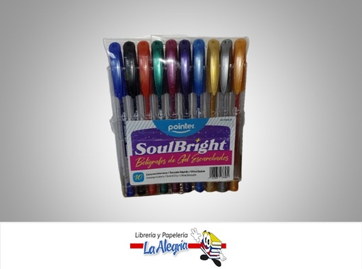 [7453038476584] BOLIGRAFO GEL ESCARCHADO GP-5010-10;  10 COLORES MARCA POINTER