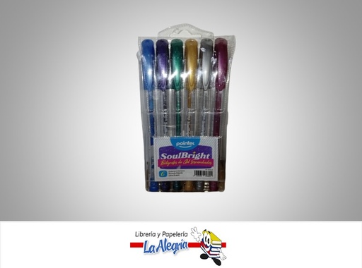 [7453038453622] BOLIGRAFO GEL ESCARCHADO GP-5010-6;  6 COLORES MARCA POINTER