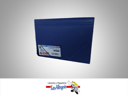 [7592302002576] ARCHIVADOR PLASTICO SINFONIA TEXTURIZADO KF4302 CON LIGA 12 SEPARADORES CARTA  AZUL MARCA ITECA