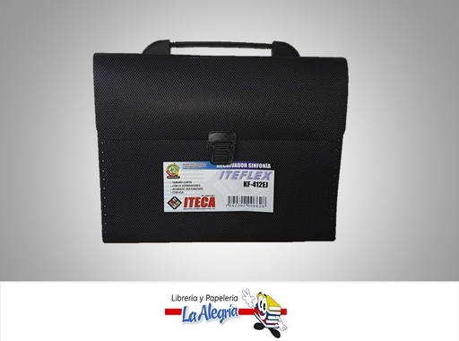 [7592302006628] ARCHIVADOR PLASTICO SINFONIA TEXTURIZADO KF412EJ TIPO MALETIN 12 SEPARADORES CARTA MARCA ITECA
