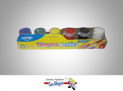 [7453010083502] TEMPERA ACRILICA AC0620 20 ML C/U 6 COLORES MARCA POINTER