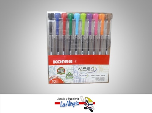 [9023800379504] BOLIGRAFO K11 M TRANSPARENTE 10 COLORES MARCA KORES