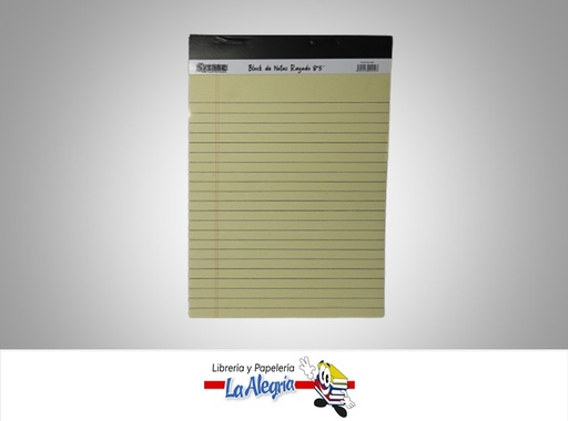 [7591213024103] BLOCK AMARILLO RAYADO MEDIA CARTA 50 HOJAS MARCA SYSABE