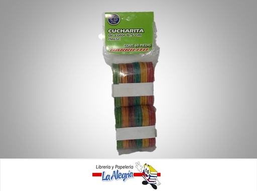 [7501214968429] CUCHARITAS DE MADERA 6.5CM 6 COLORES PAQ 60 PZA MARCA SYSABE