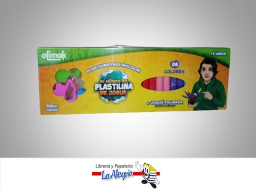 [785571628838] PLASTILINA JOSUE 300GR PAQUETE 8 UNIDADES CONTIENE 4 MOLDES MARCA OFIMAK
