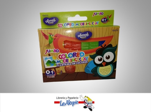 [663701985825] PLASTILINA JUMBO OK375 4 COLORES MARCA OFIMAK